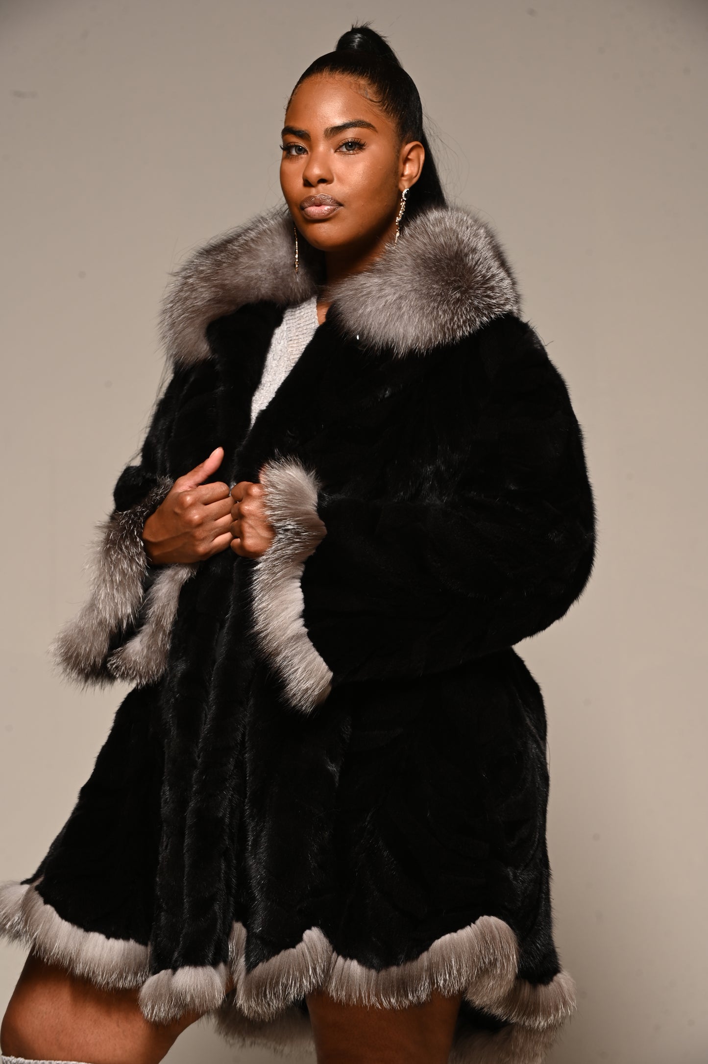 ON SALE- Mink Sections and Silver Fox Cape