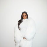 FGM bespoke Fluffy Mongolian Lamb Stroller Length White Coat