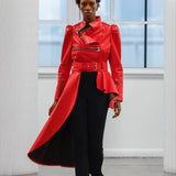 Leather cropped jacket with removable skirt