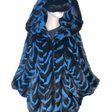 Blue Chevron mink section cape