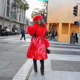 Red Slicker with Red Fur Trim