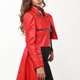 Leather cropped jacket with removable skirt