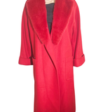 Red Cashmere PEACOAT Removable Mink Collar