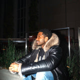 Men’s Leather jacket with coyote