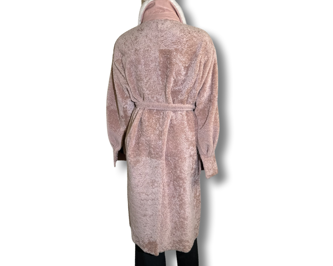Mouton Shearling Coat with white mink collar
