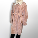 Mouton Shearling Coat with white mink collar