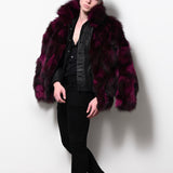 MULTI COLORED WOMAN FOX SECTIONS BOMBER-RASPBERRY
