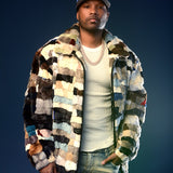 MOSAIC MULTI- COLOR MENS SECTION BOMBER JACKET