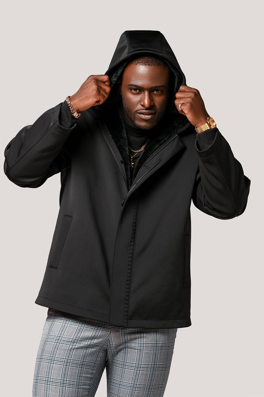 MENS MOUTON LINED MICROFIBER JACKET