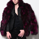 MULTI COLORED WOMAN FOX SECTIONS BOMBER-RASPBERRY