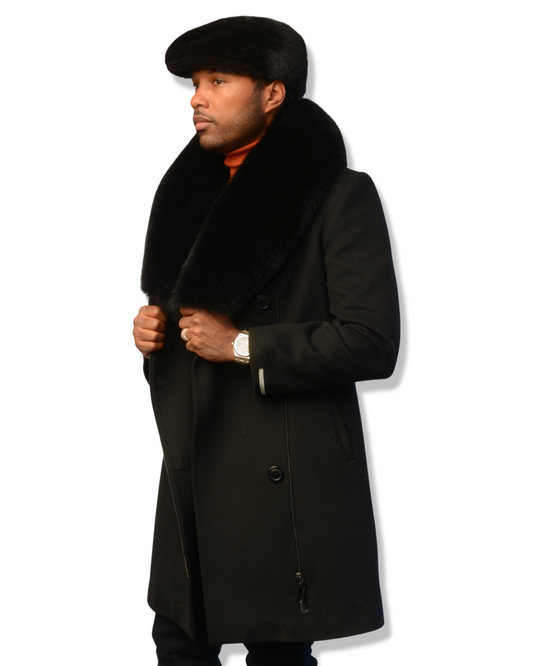 Unisex Cashmere blend coat with Oversized Collar