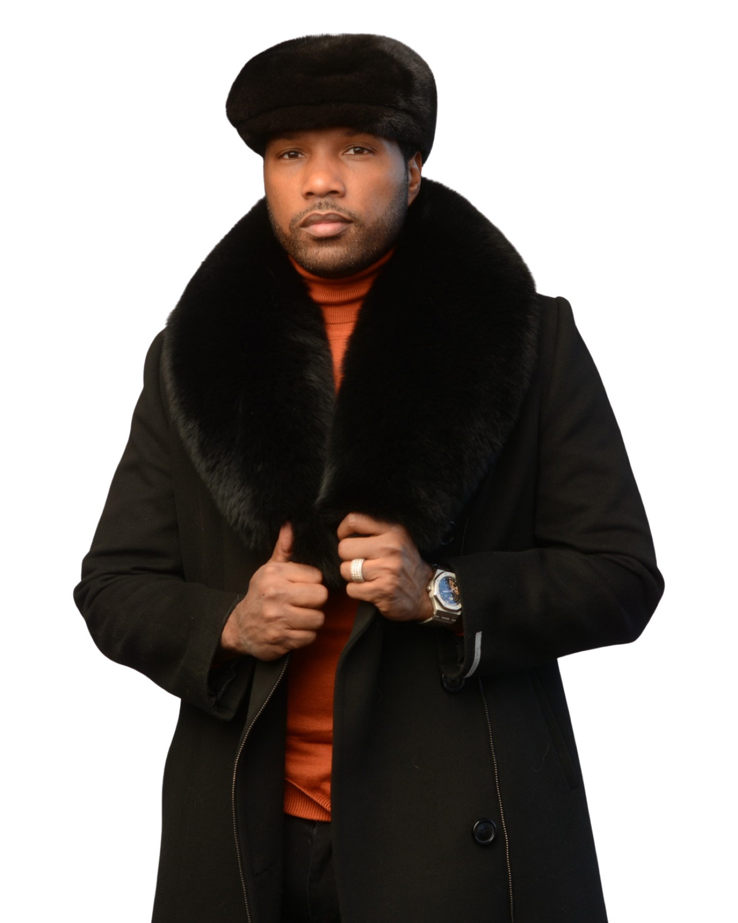 Unisex Cashmere blend coat with Oversized Collar