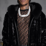 Men’s Mink Section Bomber With Hood