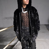 Men’s Mink Section Bomber With Hood