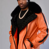 Orange Shearling, Python and Swakara Collar