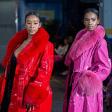 Red Slicker with Red Fur Trim
