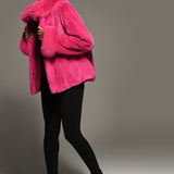 Hot Pink Mink and Fox Coat Jacket