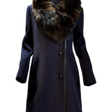 Cashmere Blend Coat with FUR  Trim