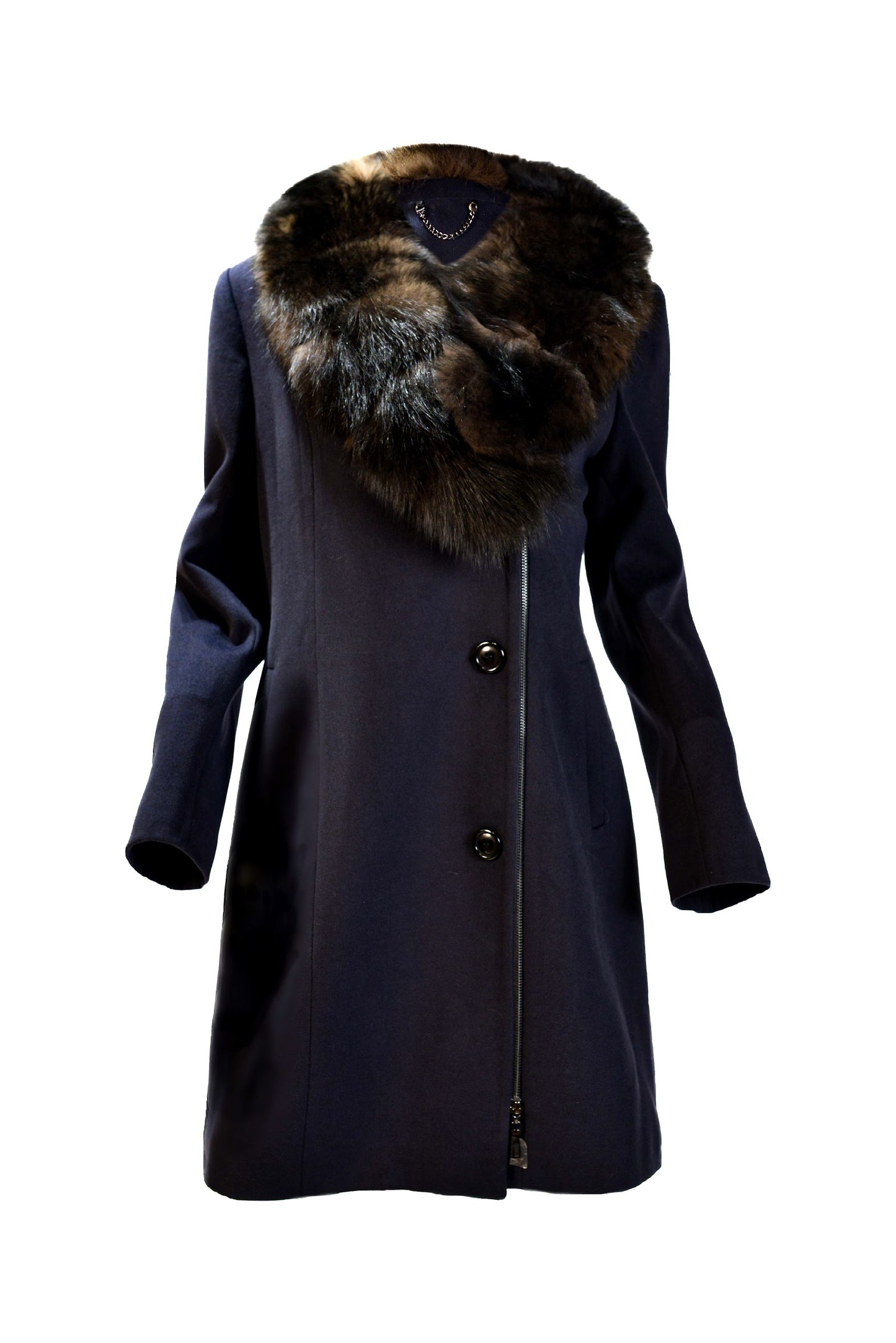 Cashmere Blend Coat with FUR  Trim