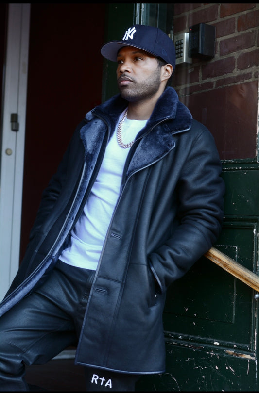 Men’s Blue shearling coat