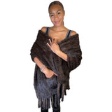 KNITTED MINK SCARF WITH POCKETS