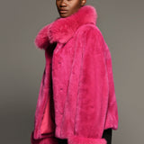 Hot Pink Mink and Fox Coat Jacket