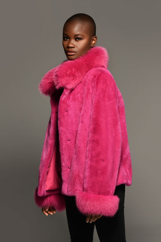 Hot Pink Mink and Fox Coat Jacket