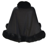 Cashmere cape with Fox Border in Black