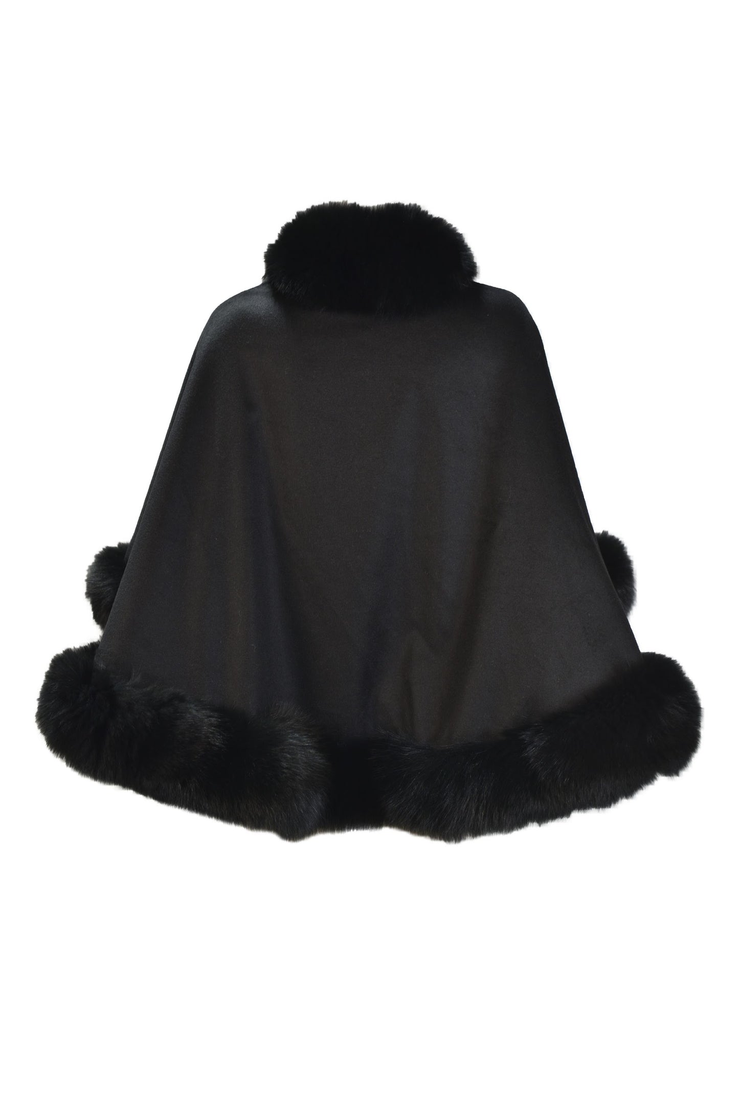 ON SALE- Cashmere cape with Fox Border in Black