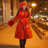 Red Slicker with Red Fur Trim