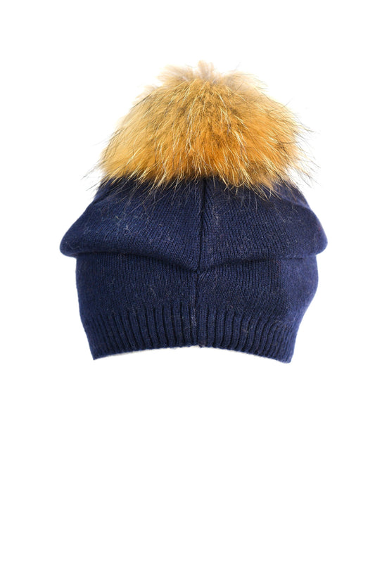 Knit Hat with Fox Pom