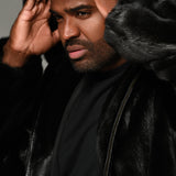 Mens Mink Bomber Jacket with Hood-Ranch/Mahogany