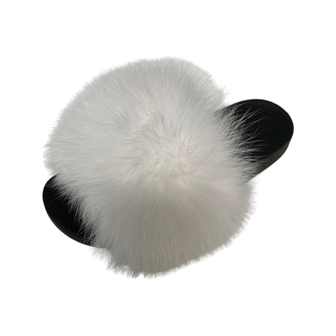 ON SALE-White fur removable slide sandals
