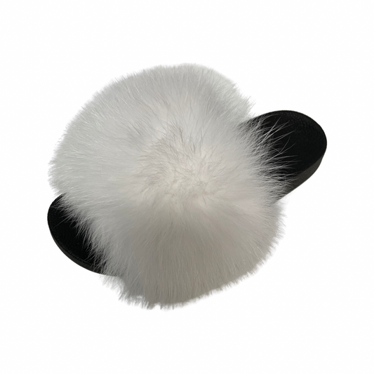 ON SALE-White fur removable slide sandals