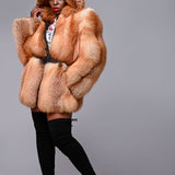 Natural Red Fox Parka with fitted waist.