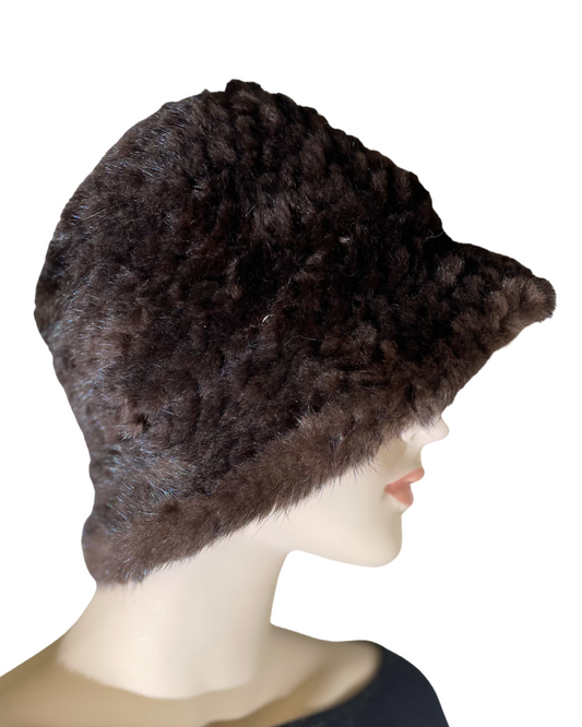 Knitted Mink Bucket Hat