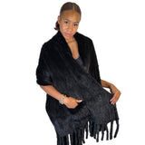 KNITTED MINK SCARF WITH POCKETS