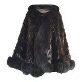 ON SALE!! Mink Sections Cape with Fox Trim