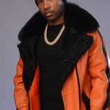 Orange Shearling, Python and Swakara Collar