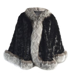 Mink Sections Cape with Silver Fox Trim