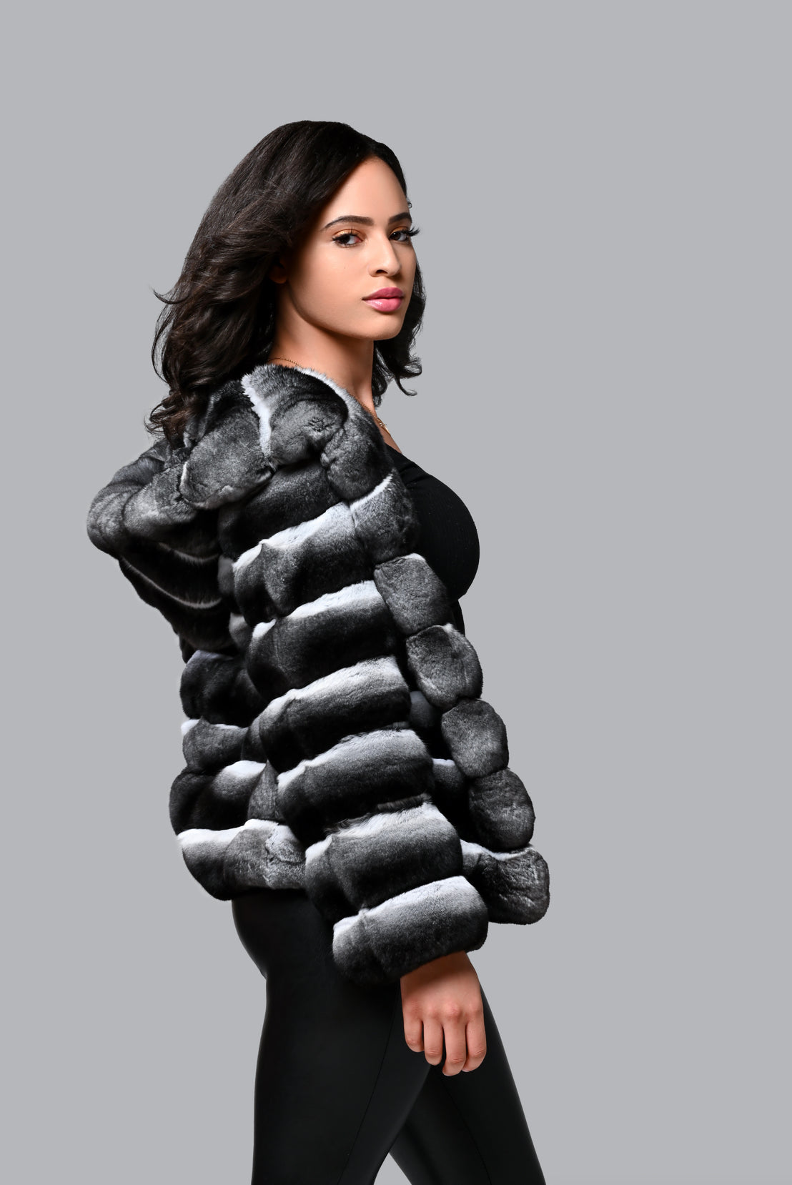 Chinchilla hooded jacket