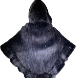 Hooded Mink Cape-Black