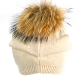 Knit Hat with Fox Pom