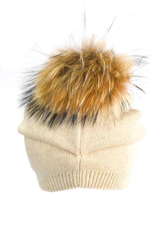 Knit Hat with Fox Pom