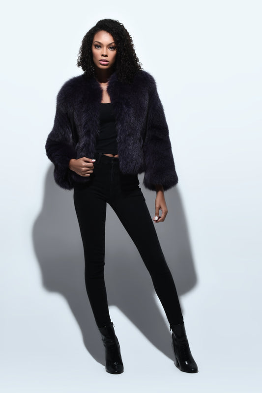 Feathered Fox Jacket in purple