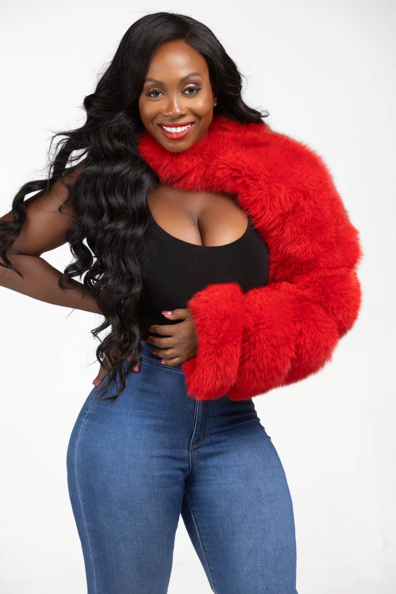 Dyed Red FUR  Sleeve