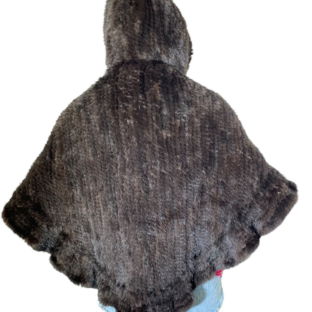 On Sale! Hooded Mink Zip Up Capelet