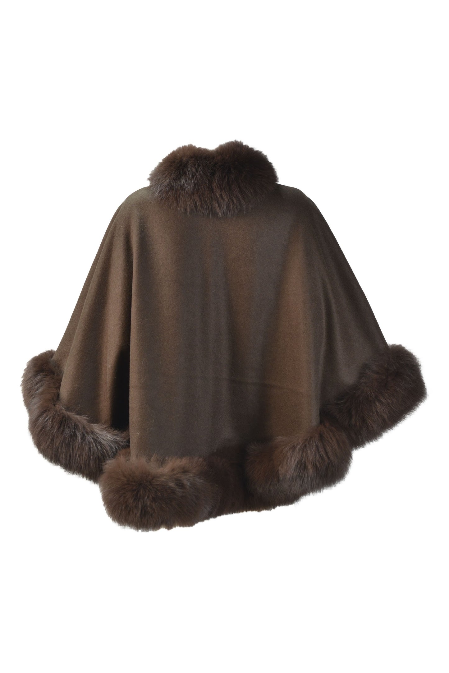 Cashmere Blend Cape with fur trim