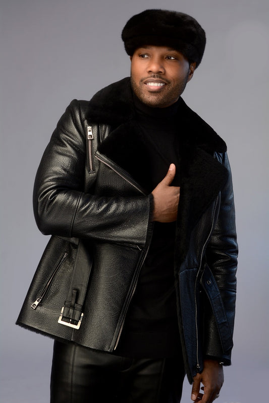 Shearling Leather Biker Jacket